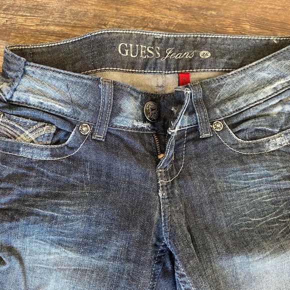 Guess Daredevil Bootcut 26/33 Tattered Jeans - Picture 4 of 9
